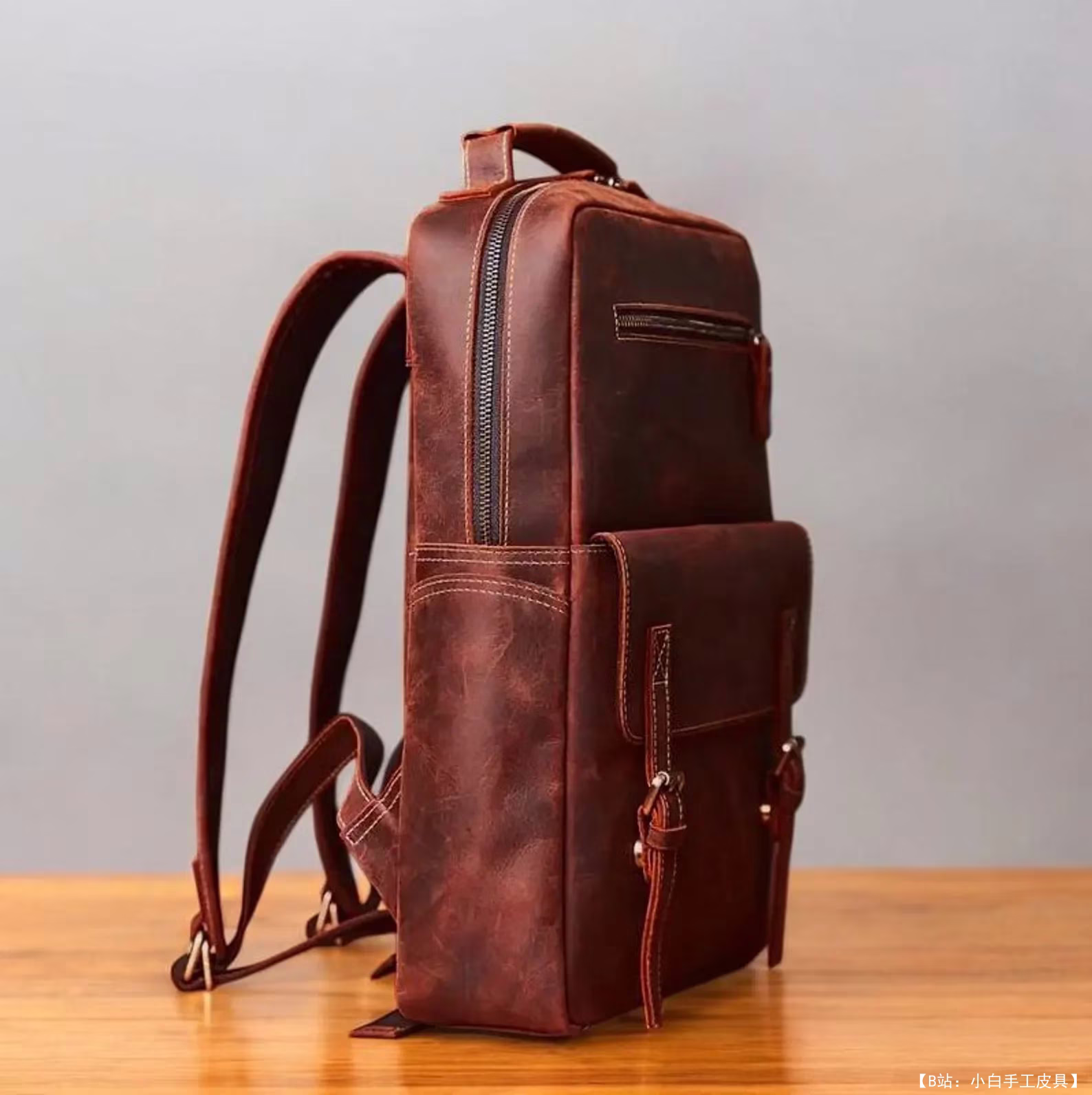 免费皮革背包版型 #8 by FloresPatterns - 4