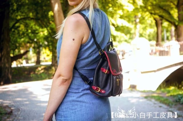 LeatherHubPatterns 提供的免费铆钉背包版型 - 6