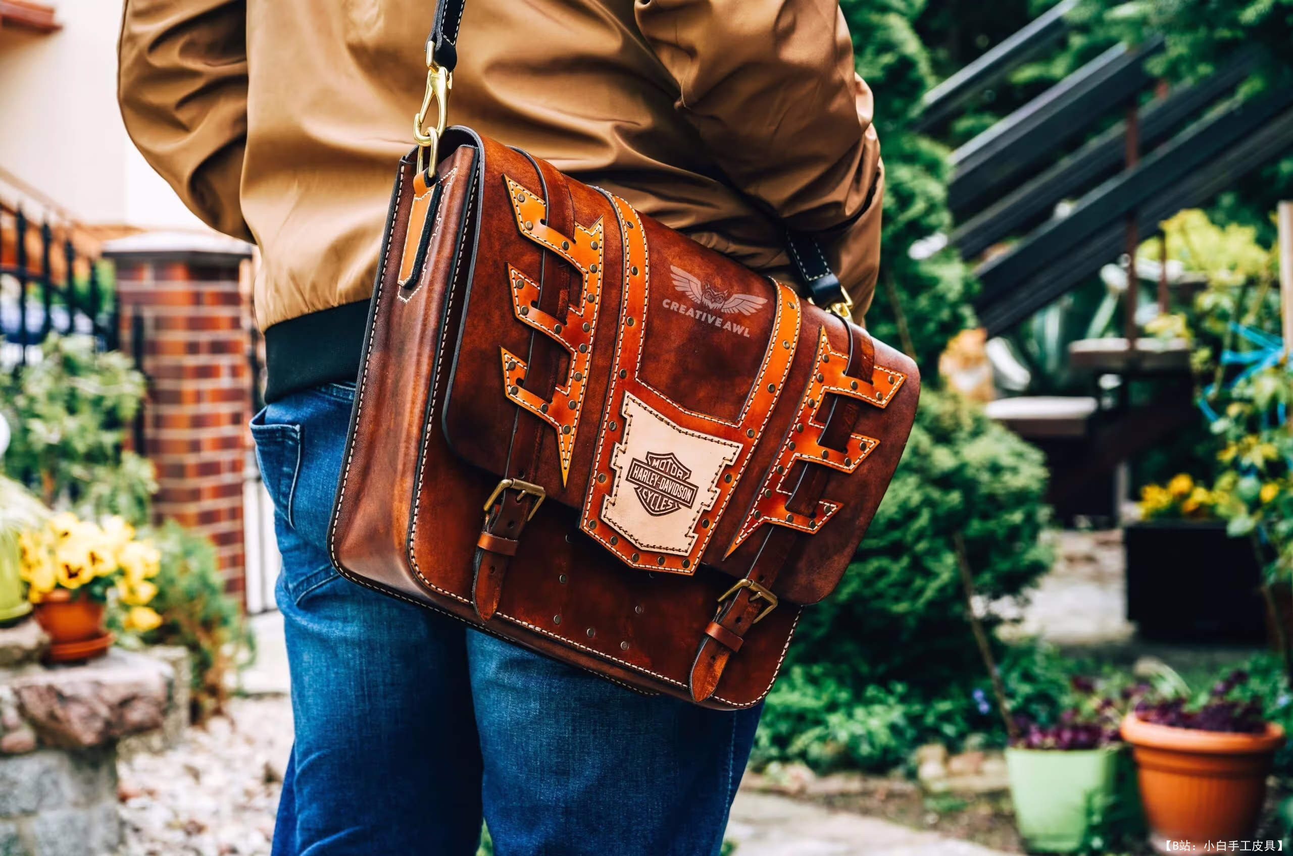 创意锥子的免费摩托车马鞍包版型 - 2