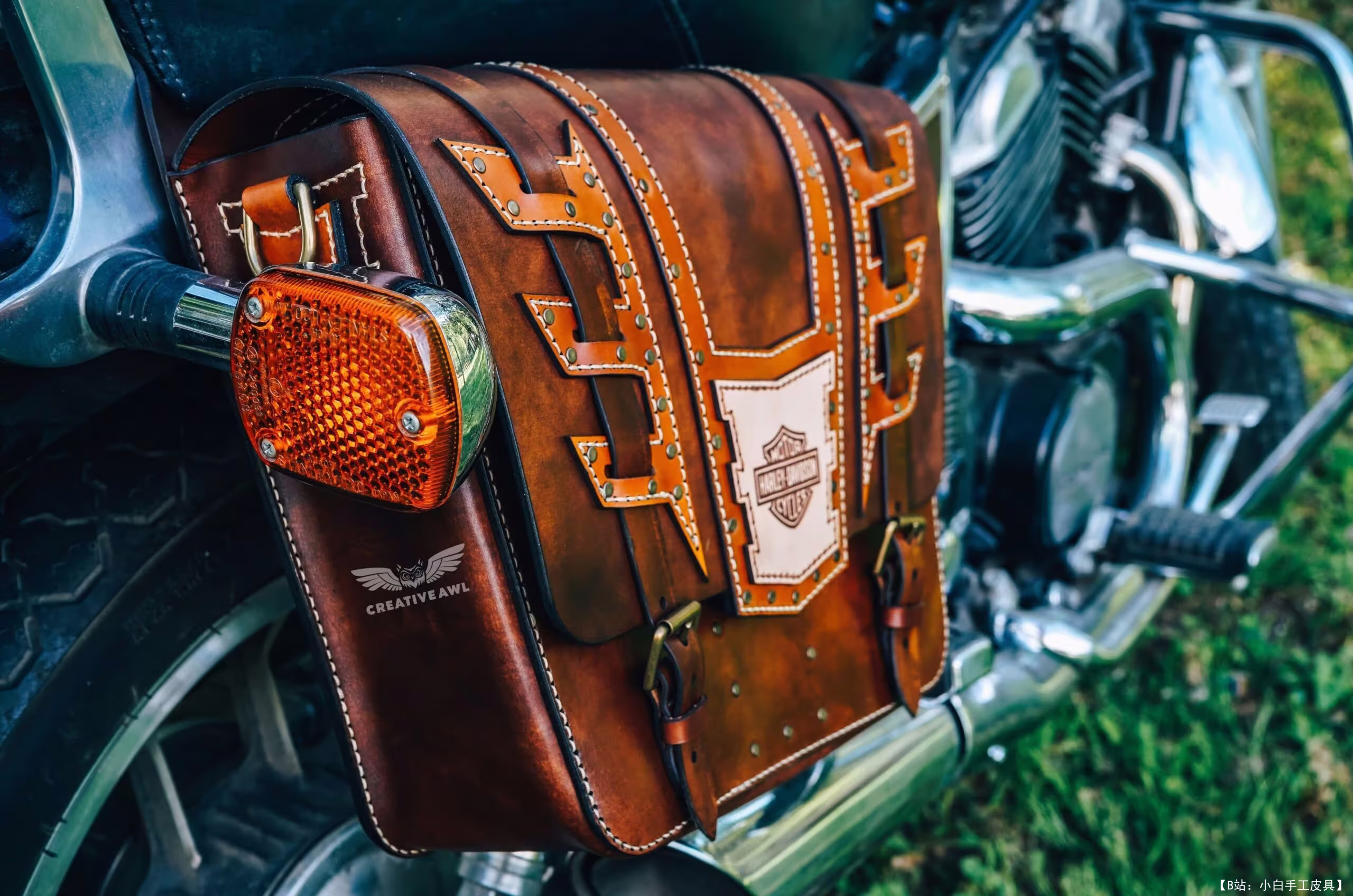 创意锥子的免费摩托车马鞍包版型 - 5