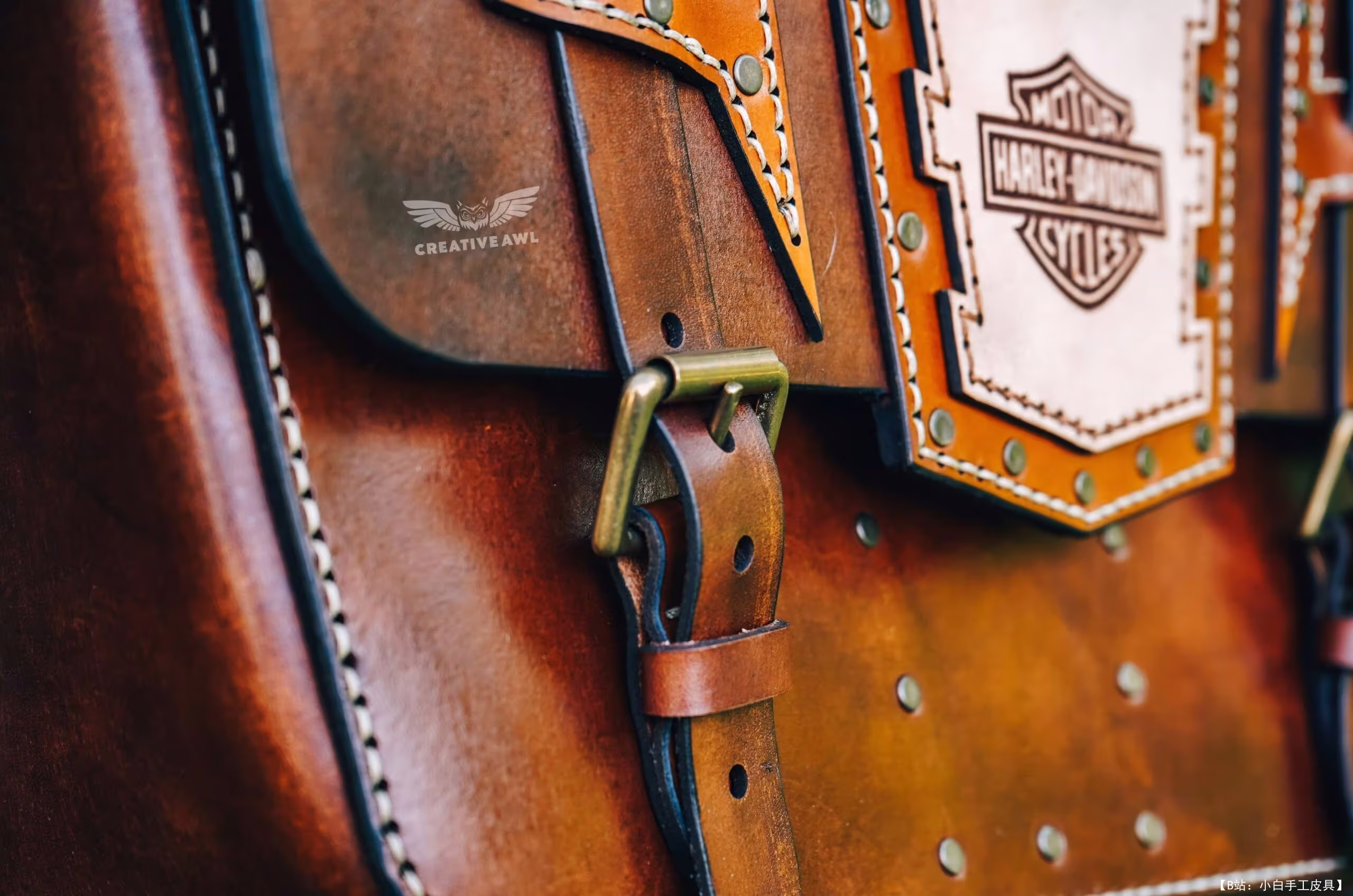 创意锥子的免费摩托车马鞍包版型 - 9