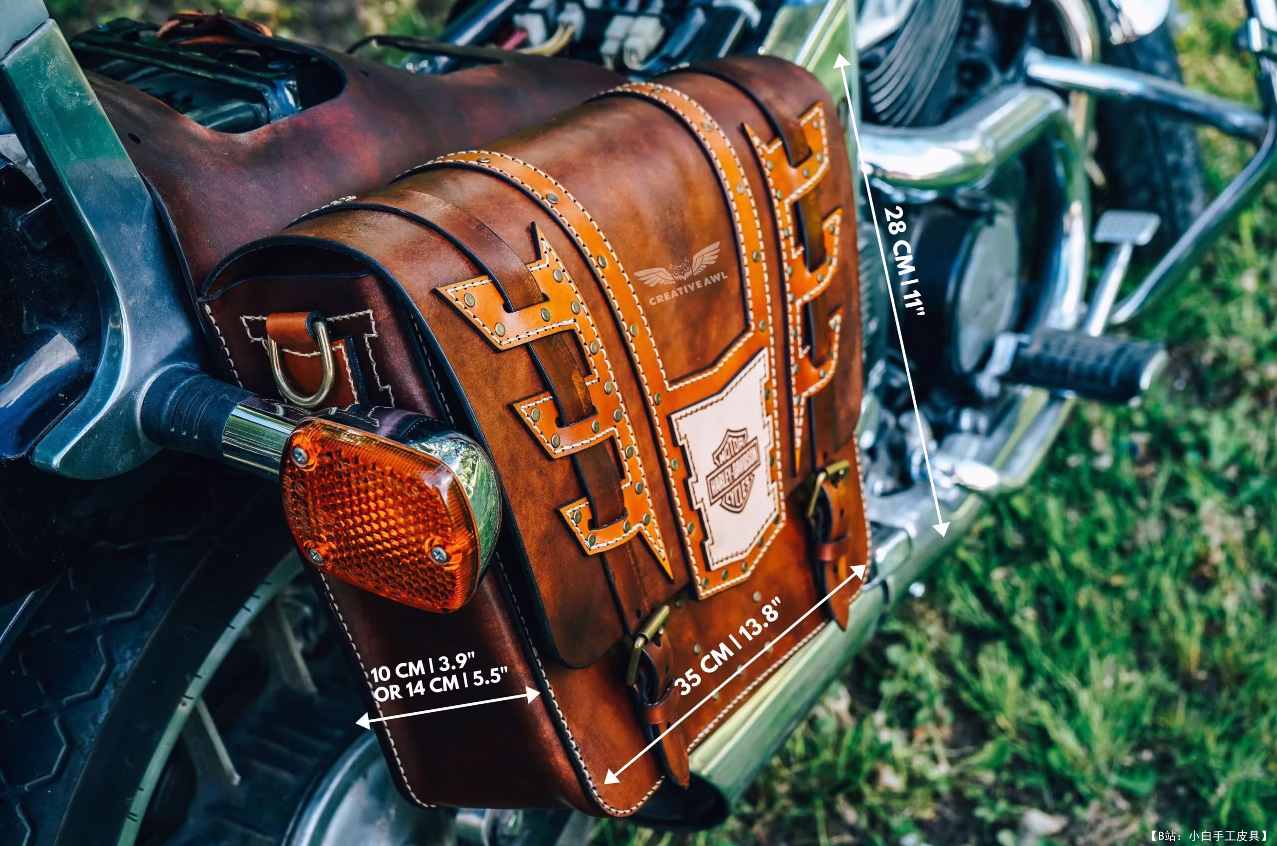 创意锥子的免费摩托车马鞍包版型 - 10