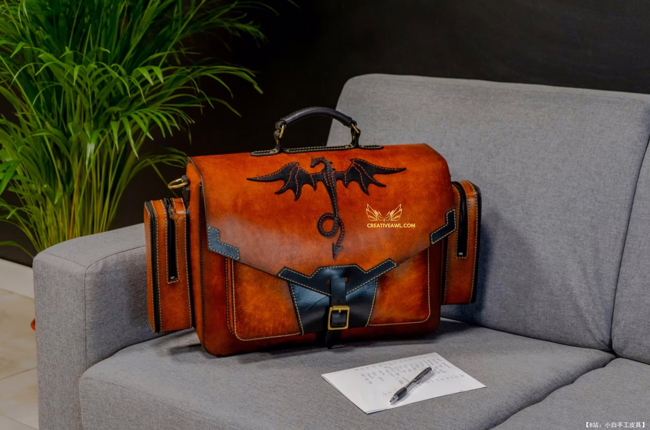Creative Awl 的免费版型皮革野兽包 - 4