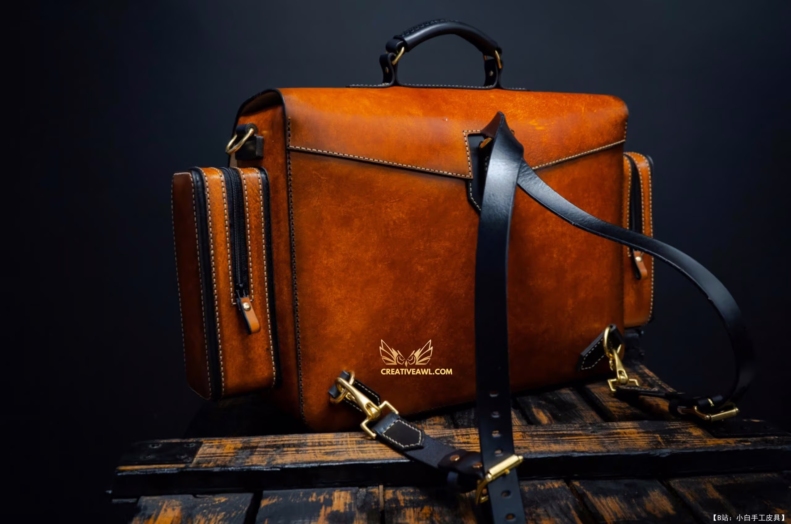 Creative Awl 的免费版型皮革野兽包 - 6