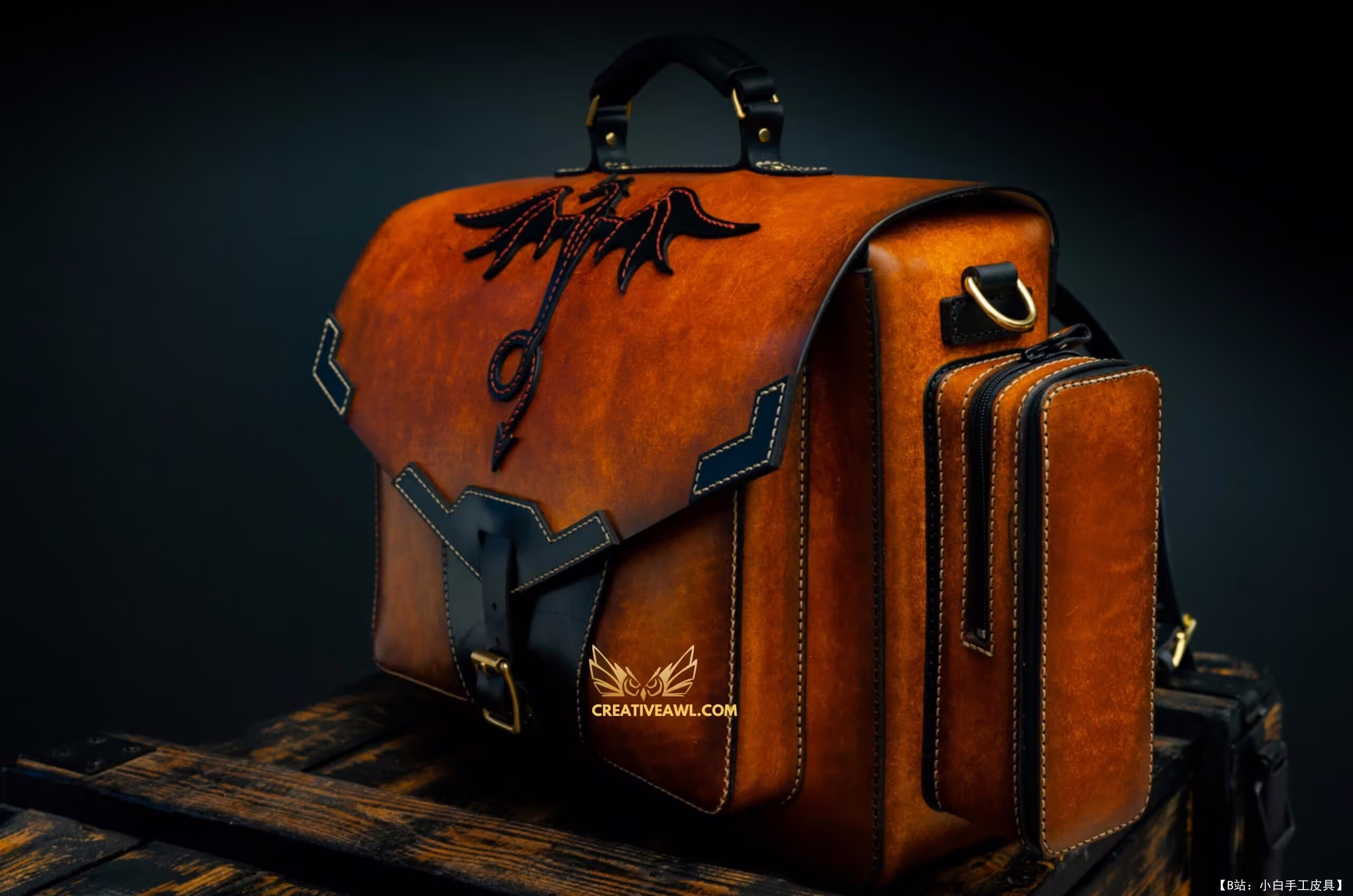 Creative Awl 的免费版型皮革野兽包 - 7