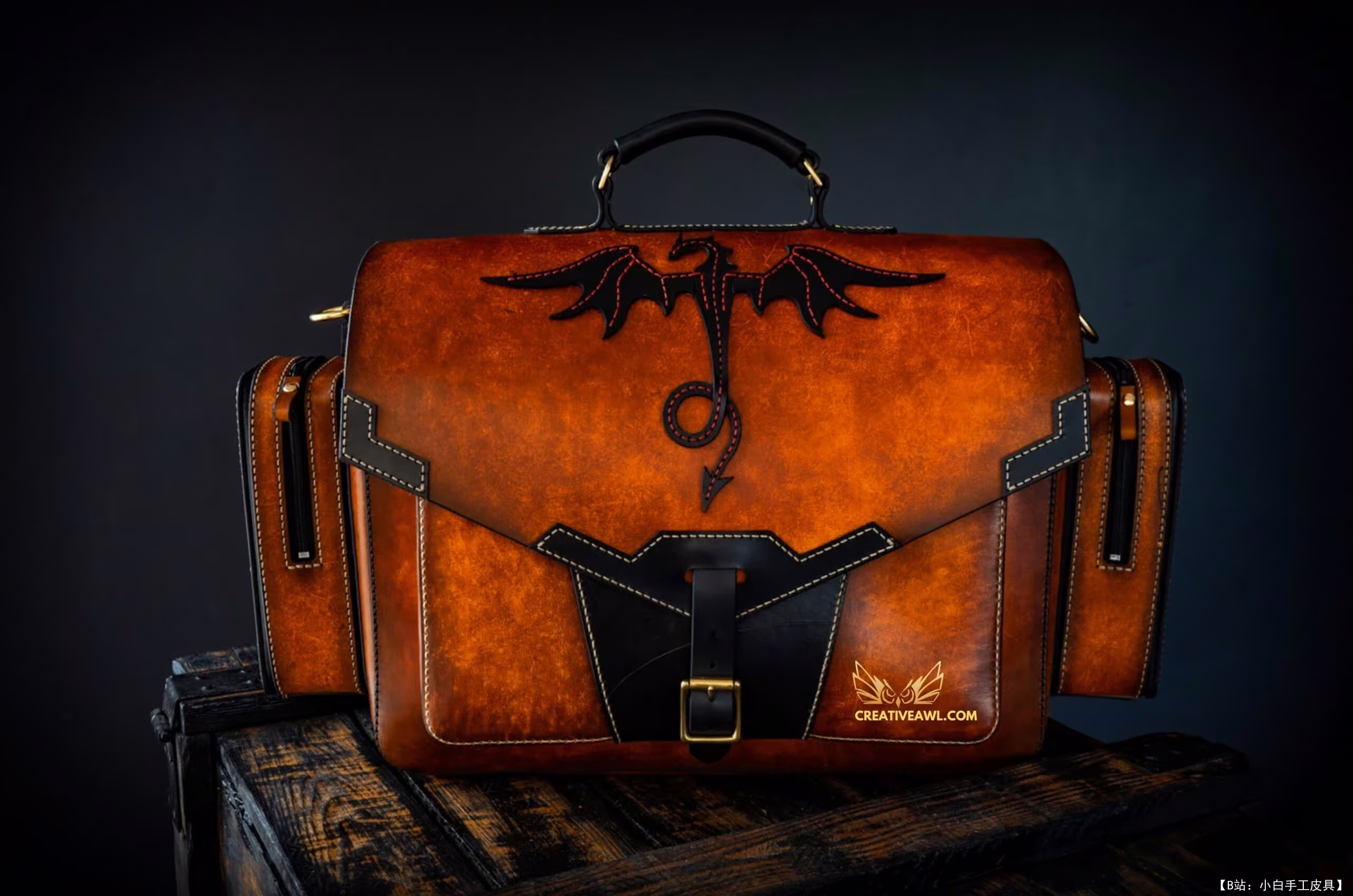 Creative Awl 的免费版型皮革野兽包 - 10