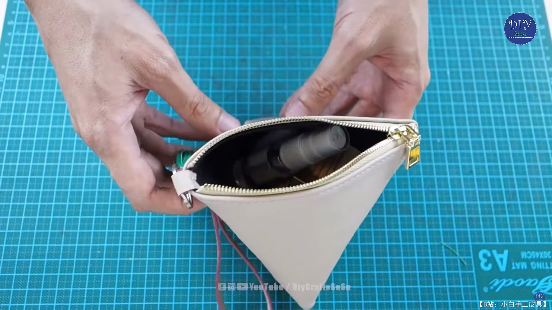 DIY Crafts SuSu 的免费版型皮革三角形手提包 - 3