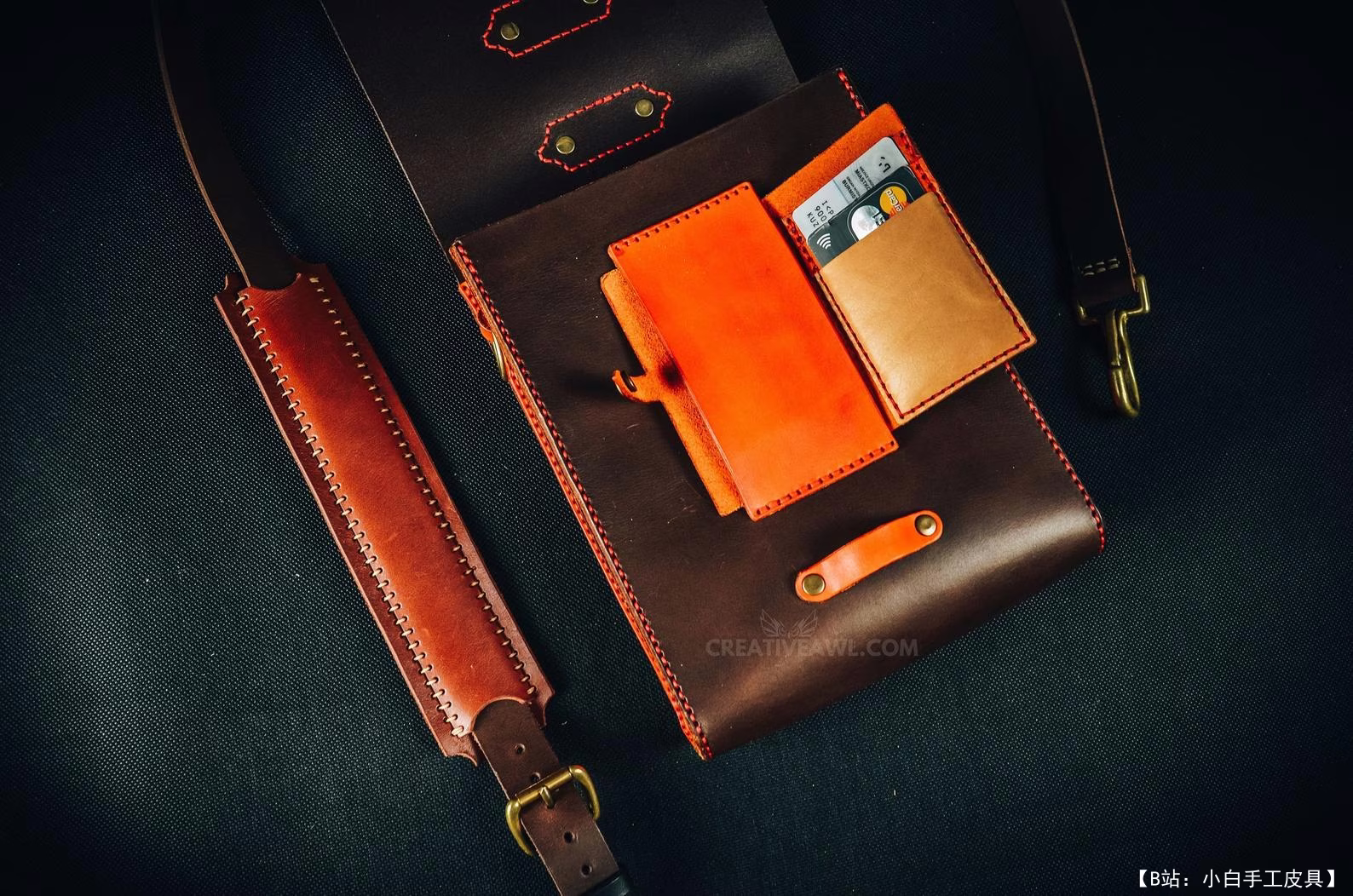 Creative Awl 提供的免费版型皇家斜挎包 - 3