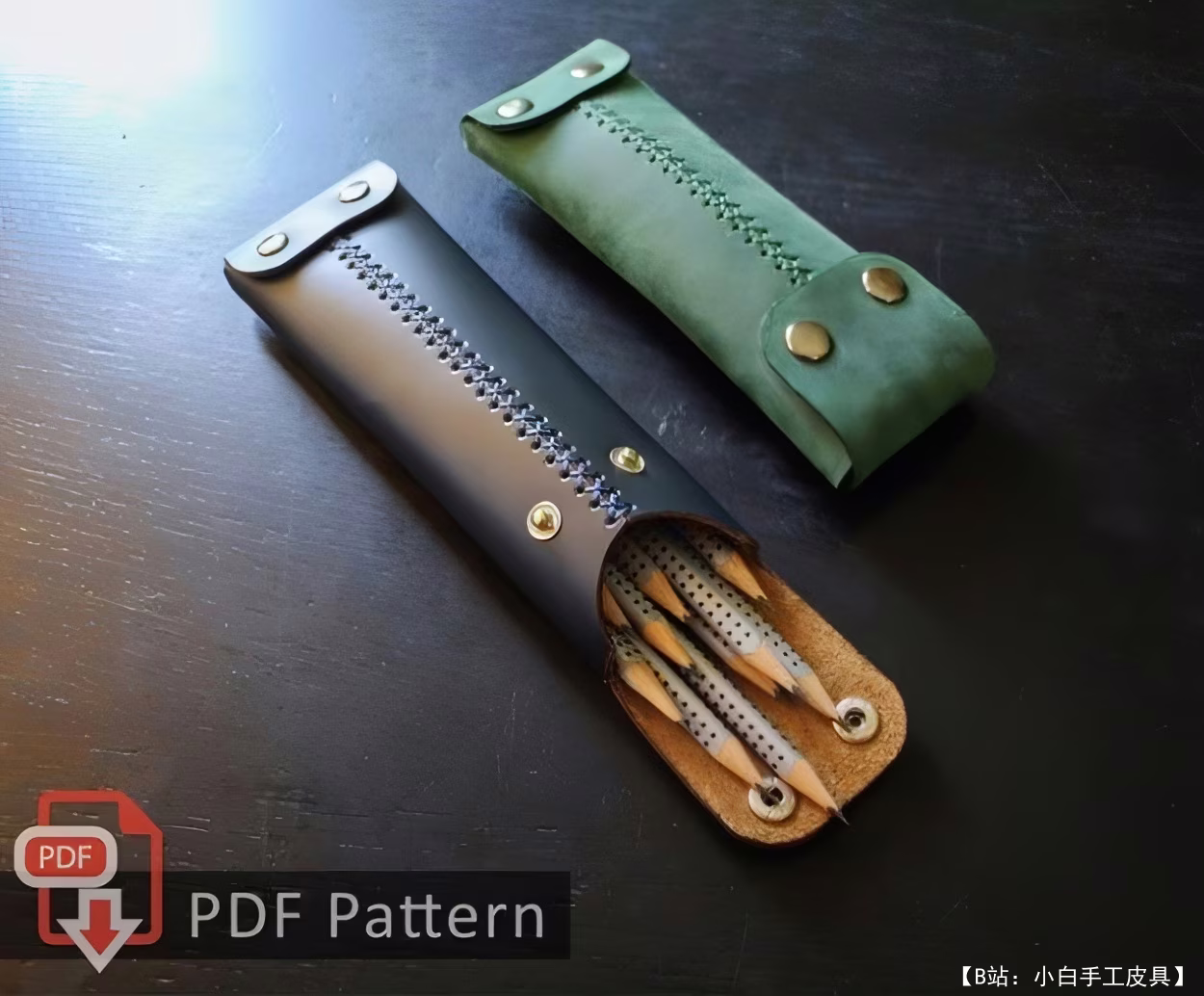 Evi Leathercraft 设计的免费皮革铅笔盒版型 - 1