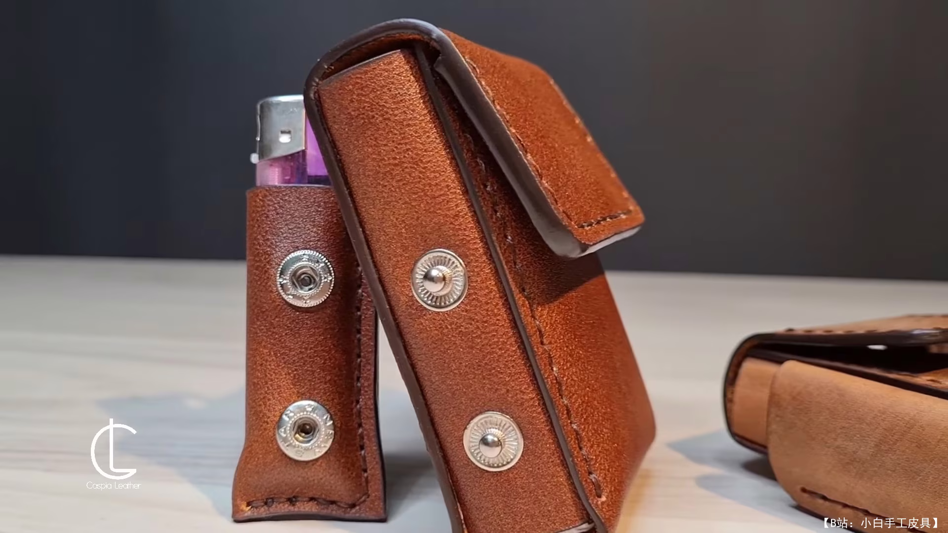 Caspia Leather 免费版型香烟和打火机盒 - 1