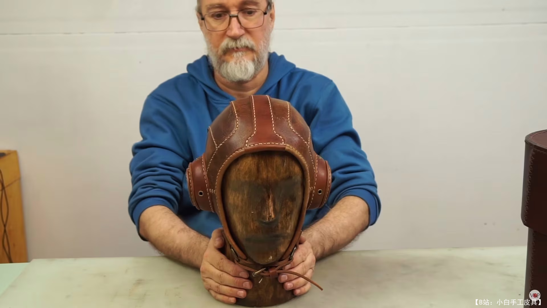 VasileandPavel 蒸汽朋克风格版型皮革飞行员头盔 - 2