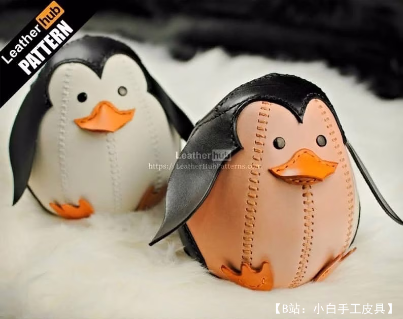 Leatherhubpatterns 提供的免费皮革企鹅玩具版型 - 1