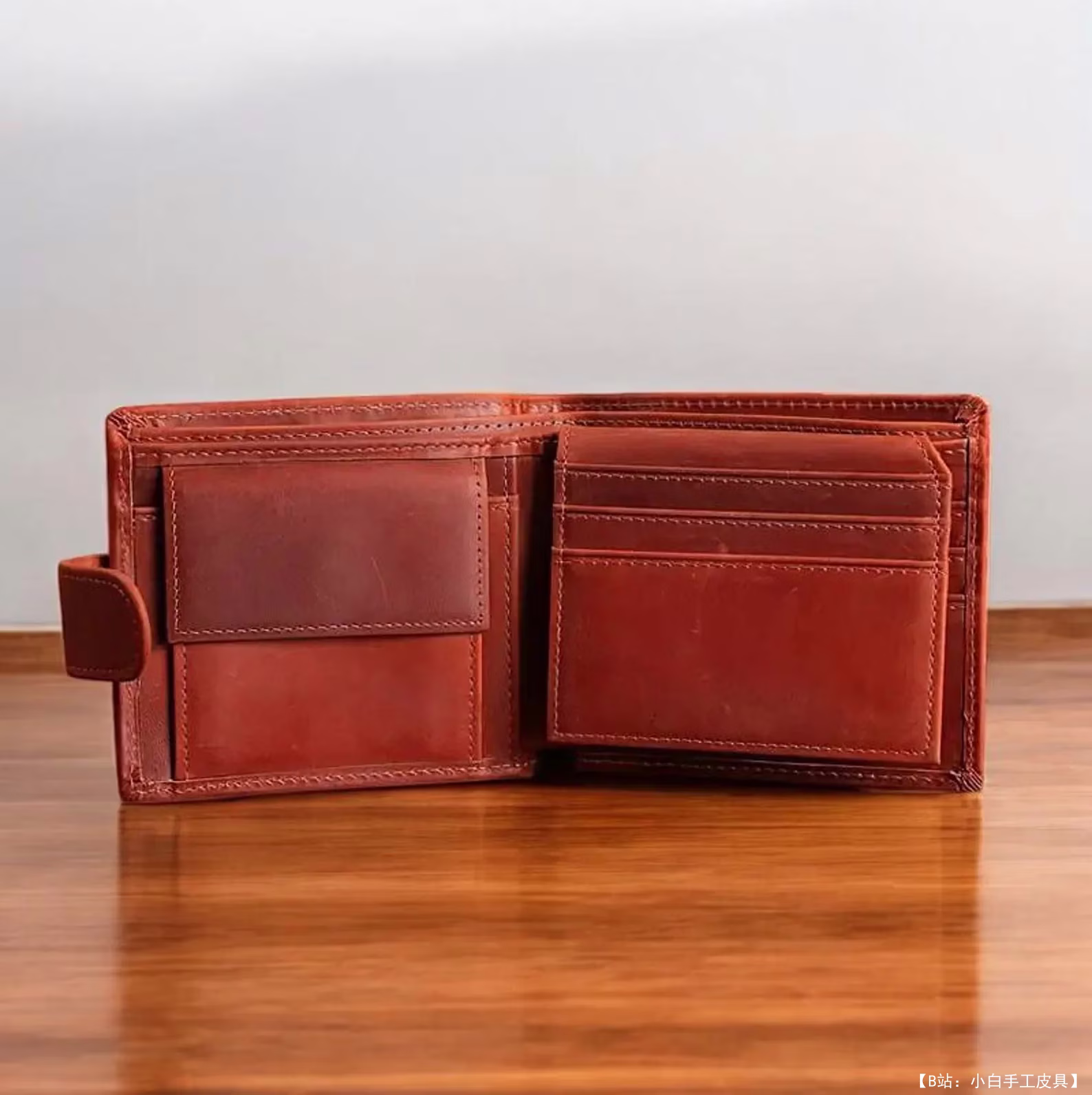 FloresPatterns 皮革双折钱包带零钱包的免费版型 - 3