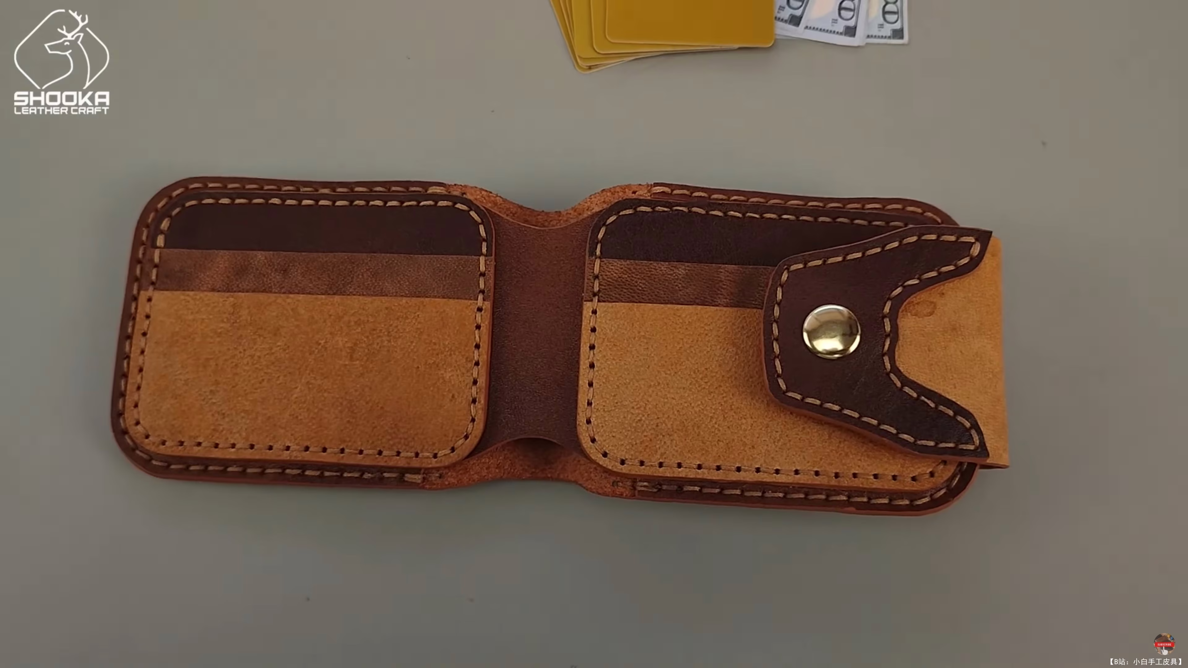 Shooka 皮革翻盖免费版型半圆形双折钱包 - 1